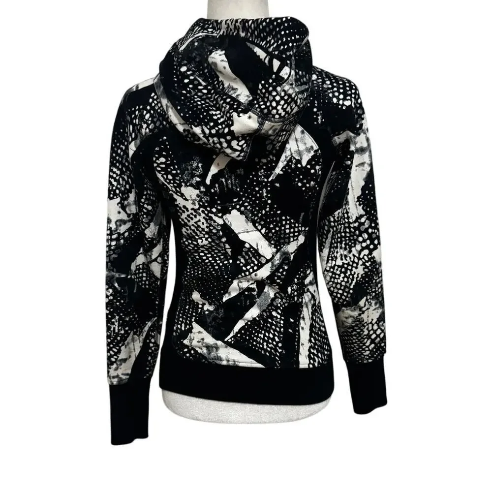Lululemon Scuba Hoodie II Static Mist Black White Full Zip Jacket Size 2 XS